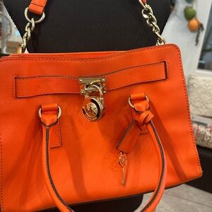 Michael Kors Orange Saffiano Leather Satchel Beautiful Like New Condition